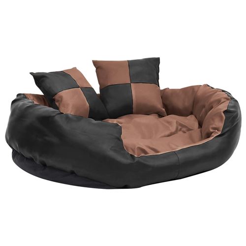 Meilleurs prix pour vidaXL Coussin réversible lavable de chien Noir et marron 85x70x20 cm