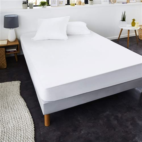 SWEET NIGHT Protege matelas imperméable anti-acariens traitement végétal Greenfirst - 160 x 200 cm - Blanc