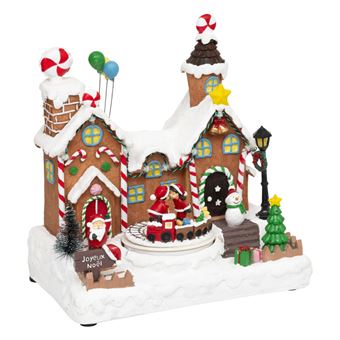 Village Noël lumineux maison pain d'épice avec enfants musical et animé - 1