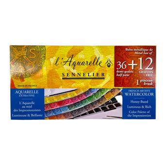 Peinture aquarelle - Extra-fine - Sennelier - L'Aquarelle - 36 + 12 demi godets - 1