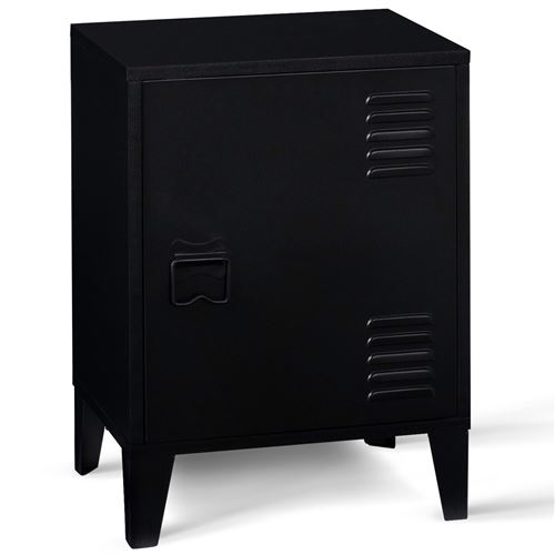 Table de chevet ESTER 1 porte métal noir design industriel