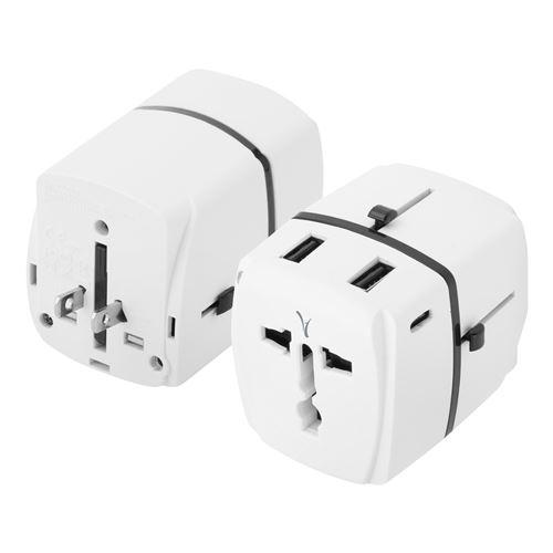 Akashi Blanc Adaptateur De Voyage Usa Europe Uk Australie 2X Usb 2X Usb C 20W - Image 3
