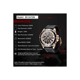 Benyar montre homme automatique mécanique mouvement