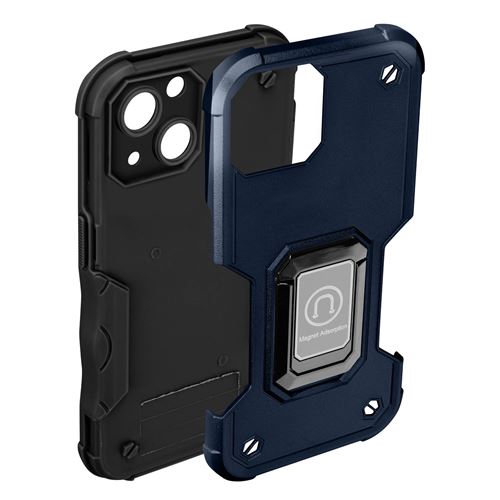 Coque iPhone 14 Plus Antichoc Hybride avec Anneau Support Magnétique Avizar Bleu