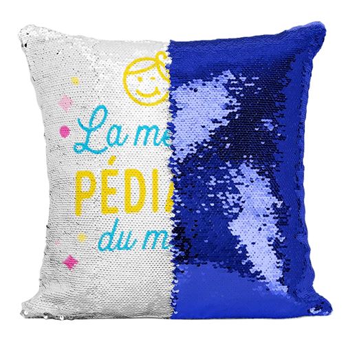 Fabulous Housse de Coussin à Sequin - Paillettes Bleu La Meilleure Pédiatre du Monde [40 x 40 cm]