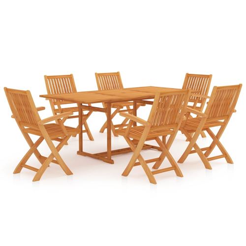 Non Communiqué Bois De Teck Vidaxl Ensemble De Salle À Manger De Jardin 7 Pcs Massif