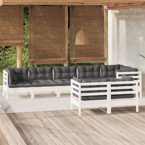 Non Communiqué Blanc Vidaxl Bois De Pin Massif Salon De Jardin 8 Pcs Avec Coussins Mobilier De Patio Meubles D'extérieur Mobilier De Jardin 3096503