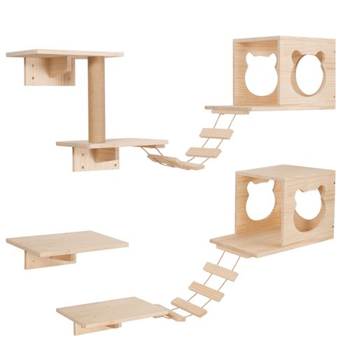 Meilleurs prix pour SINBIDE arber à chat Mur d'Escalade pour Chat en Bois Charge 8KG Espace d'Activités