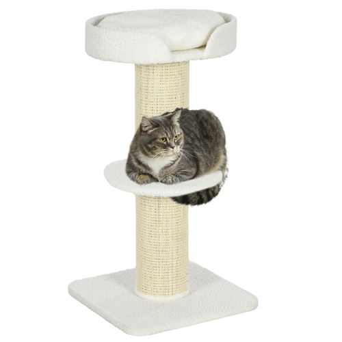 Arbre &agrave; chat avec griffoir centre d'activit&eacute;s 2 plateformes coussin cr&egrave;me 
