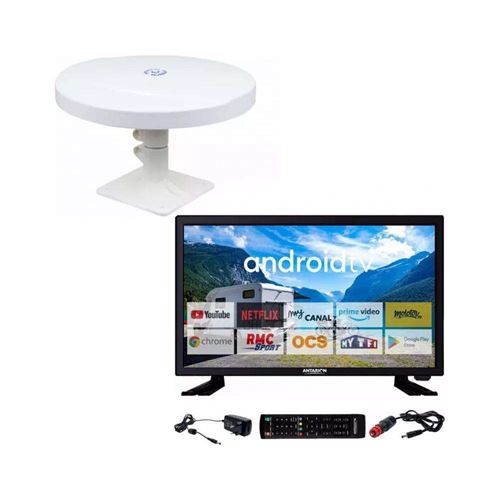 Pack tv led 22 pouces smart tv tnt omnidirectionnelle full hd 1920x1080 noir glossy avec antenne ANTARION
