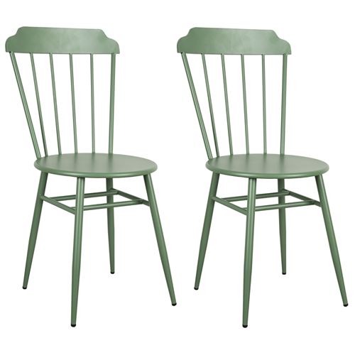 Aubry Gaspard - Chaise en métal laqué - Samos (Lot de 2) vert