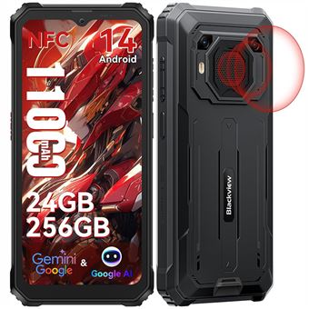 Blackview BV6200 Plus Téléphone portable Incassable 6.56 24Go+256Go Android 14 11000mAh - Noir - 1