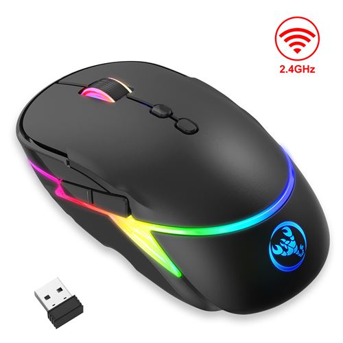 HXSJ T200 RGB 2.4G souris de jeu sans fil RGB régler DPI noir
