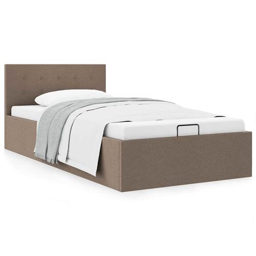 vidaXL Cadre de lit à stockage hydraulique Taupe Tissu 90x200 cm