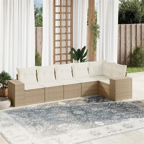 Vidaxl Beige Salon De Jardin 6 Pcs - Image 2