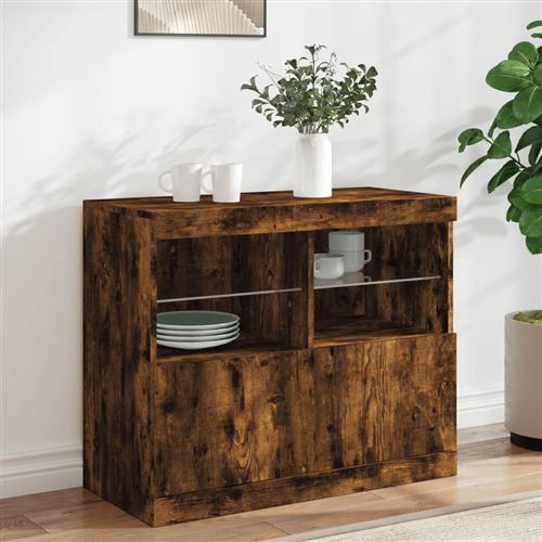Vidaxl Buffet Led Chêne Fumé 81X37x67 Cm - Image 3