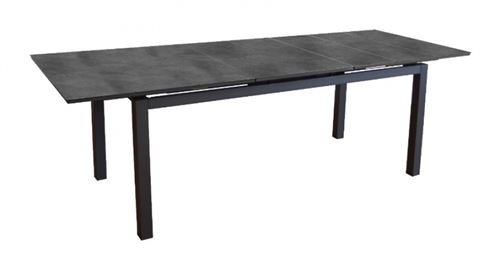 PROLOISIRS Table de jardin Hivaoa en aluminium/HPL - 180/240 x 90 cm - lames 8 mm - graphite