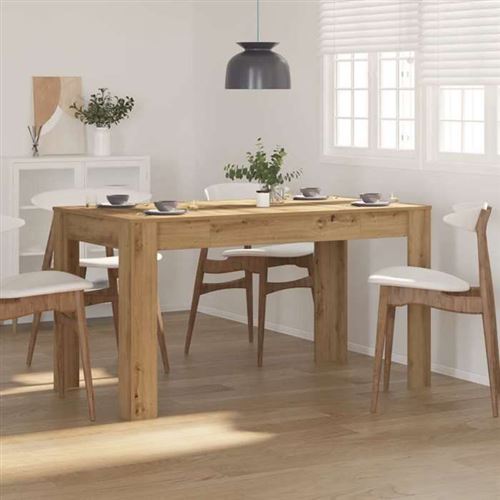 Vidaxl Table A Manger Fixe Sans Tiroir Rectangulaire En Bois L 140 Cm - Image 2