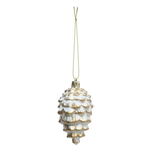 Non Communiqué Atmosphera Créateur D'intérieur - Sujet De Noël Pomme De Pin "Neige " 8Cm Or