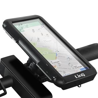Support Vélo pour Smartphone de 4.7'' à 6.8'' avec Housse Étanche -  Fixation Guidon et Rotatif 360°, LinQ - Noir - Français