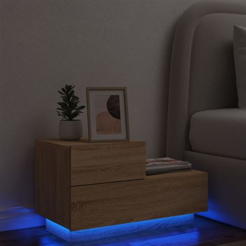 Vidaxl Table De Chevet Led Chêne Sonoma - Image 3