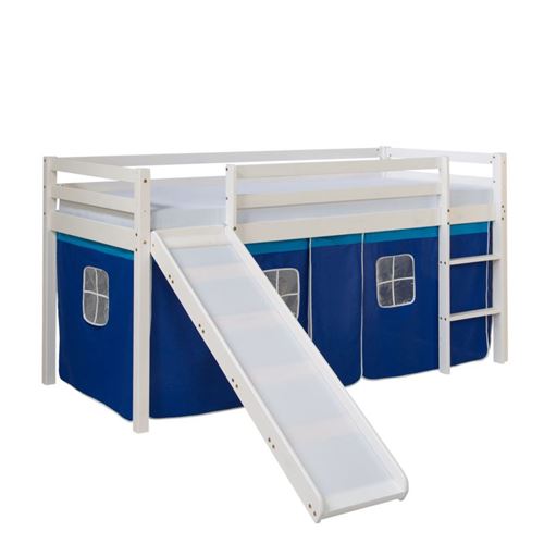 Non Communiqué Bleu Lit Mi-Hauteur Avec Rideaux Et Toboggan