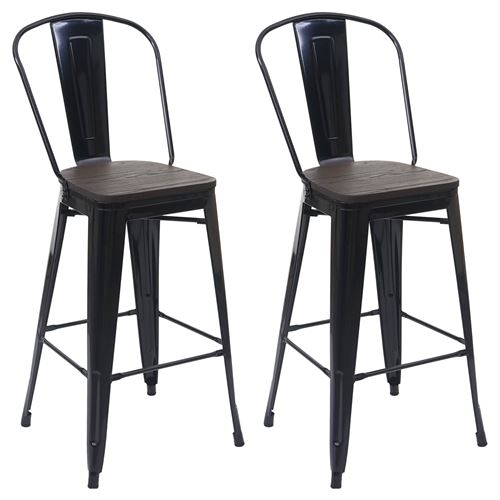 Mendler Noir Lot De 2 Tabourets De Bar - Image 2
