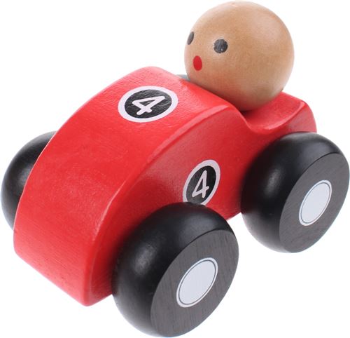 Jouéco voiture de course en bois rouge de 10 cm