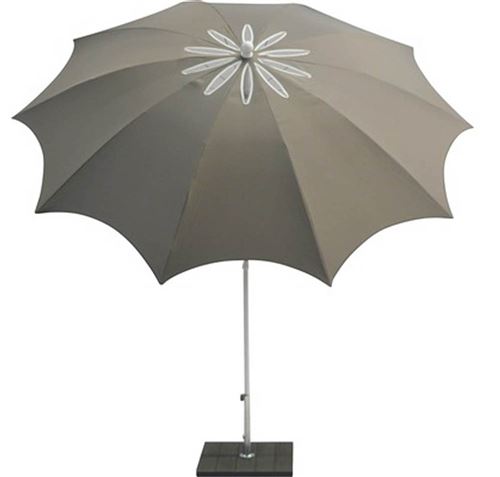 Parasol centré en polyester coloris taupe - Dim : Ø 200/10 x H 250 cm - PEGANE -