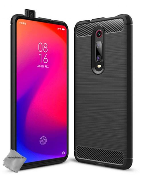 Housse etui coque silicone gel carbone pour Xiaomi Mi 9T Pro + film ecran - NOIR - htdmobiles