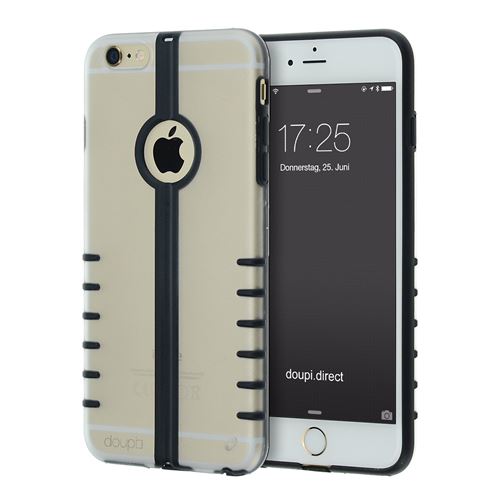 doupi Flip Coque pour iPhone 6 / 6S (4,7 pouces), avec intégrés dans les bouchons de poussière housse de protection, noir
