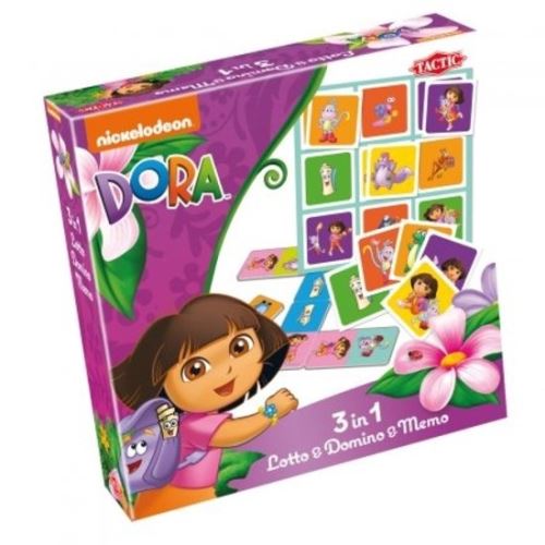 Tactic 3 en 1 jeu Dora Lotto, Domino et Mémo
