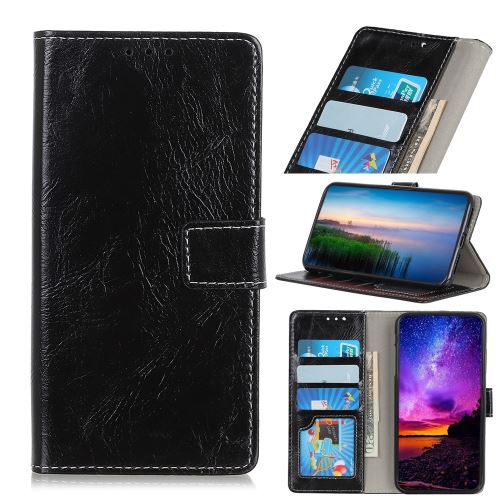 Etui en PU crazy horse avec support noir pour votre LG V50 ThinQ 5G