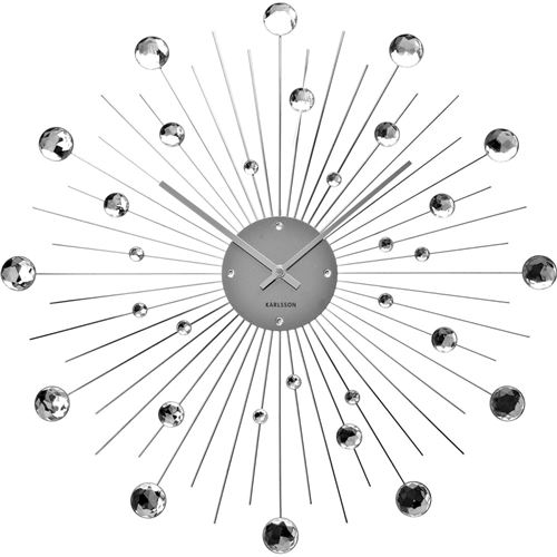 Karlsson - Horloge ronde en métal Sunburst 50 cm chrome