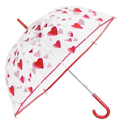 Perletti dôme parapluie cœurs automatique 89 cm rouge