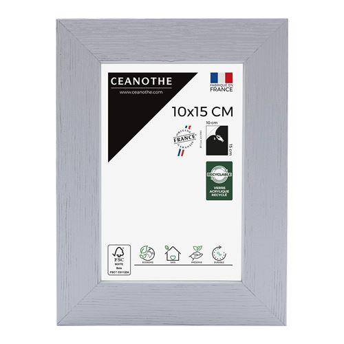 Cadre photo Karma gris 10x15 cm, bois reconstitué - marque française