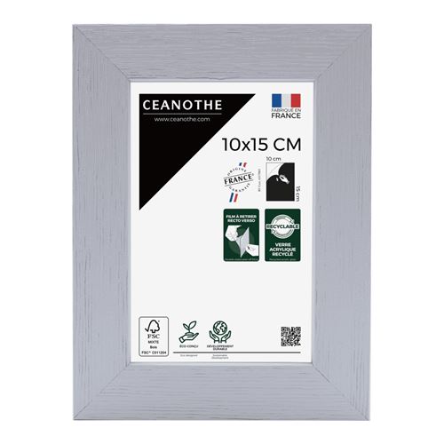 Cadre photo gris 10x15 cm bois reconstitu&eacute; fsc
