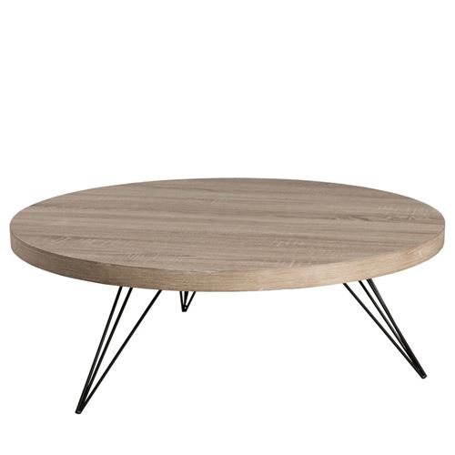 Table basse ronde 90 x 90 cm pieds scandi
