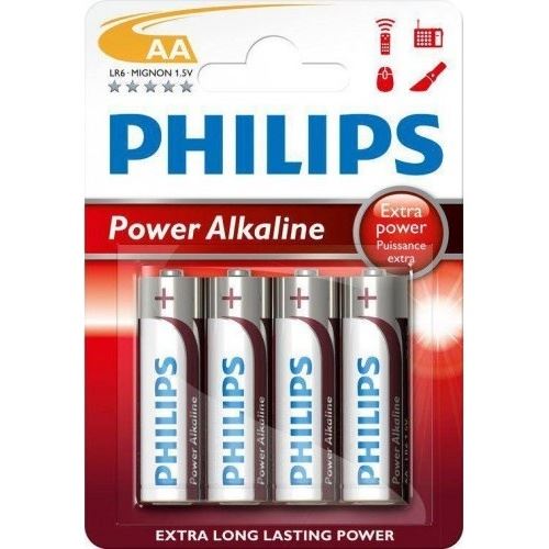 Philips Piles Aa Power Argent Alcalines / Rouge 4 Pièces