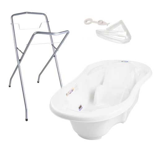 Baignoire B&eacute;b&eacute; Avec R&eacute;ducteur Int&eacute;gr&eacute; Blanc + Pied + Tuyau
