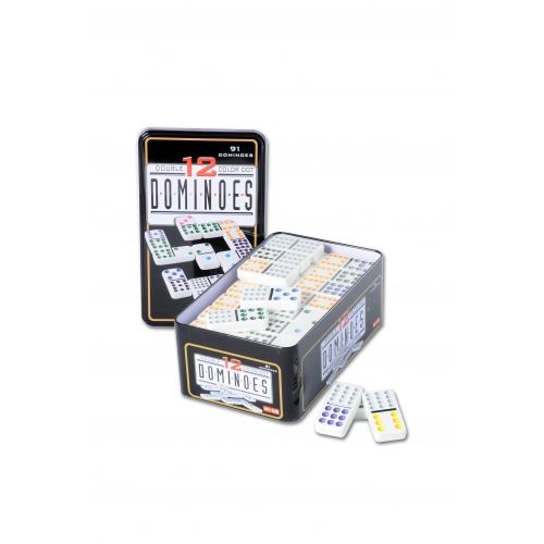 Longfield Games jeu de dominos double 12 en étain 91 pierres