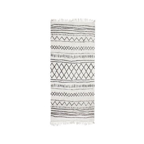 COTTON BERBERE Tapis de couloir - 70 x 110 cm - 100 % coton - Ecru naturel - Motif ethno