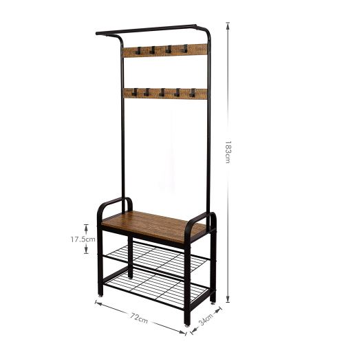 Meerveil Porte Manteau Vestiaire Vintage Meuble D Entree A 3 Niveaux Garde Robe Portant Vetements Etagere Rangement A Chaussures Banc En Fer Avec 9 Crochets Armature Metallique 183 Cm Hauteur Achat Prix Fnac