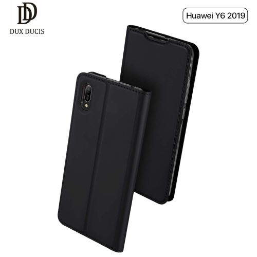 Étui Huawei Y6 Dux Ducis [Skin Series] Housse Portefeuille Fine en Cuir Synthétique, Porte Carte de Crédit, Rabat Magnétique, Kickstand - Noir
