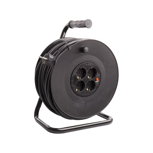 TechBrey Enrouleur Extensible 40m 3x1.5mm avec Système "Anti-Twist" Noir