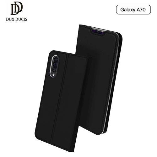Étui Galaxy A70 Dux Ducis [Skin Series] Housse Portefeuille Fine en Cuir Synthétique, Porte Carte de Crédit, Rabat Magnétique, Kickstand - Noir