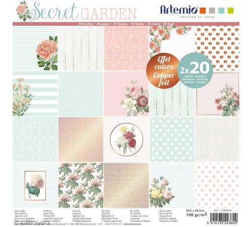 Bloc papier 30 cm secret garden 40 feuilles - artémio