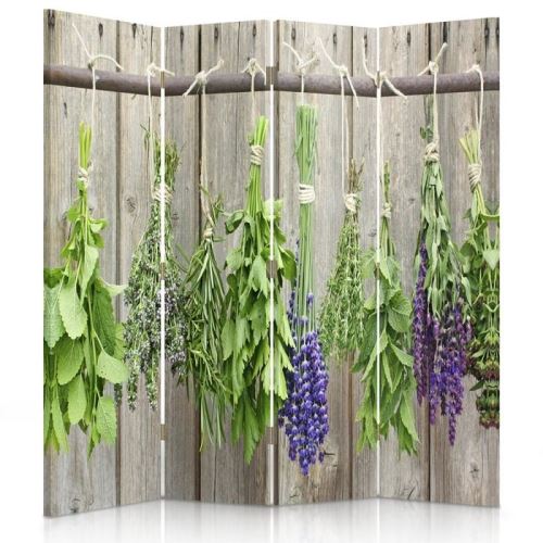 Feeby Paravent rotatif Cloison de séparation intérieur 4 panneaux, Plantes aromatiques 145x180 cm