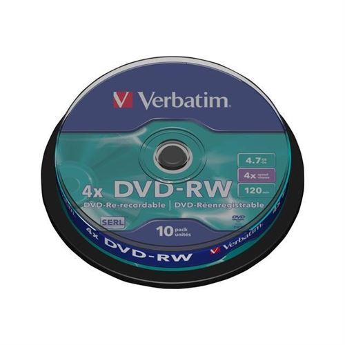  Verbatim DataLifePlus - 10 x DVD-RW - 4.7 Go 4x - argent mat - spindle 