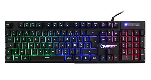 NPET K10 Version Améliorée ! AZERTY Français Clavier Gaming Gamer Filaire Port USB Keyboard Rétroéclairé Noir